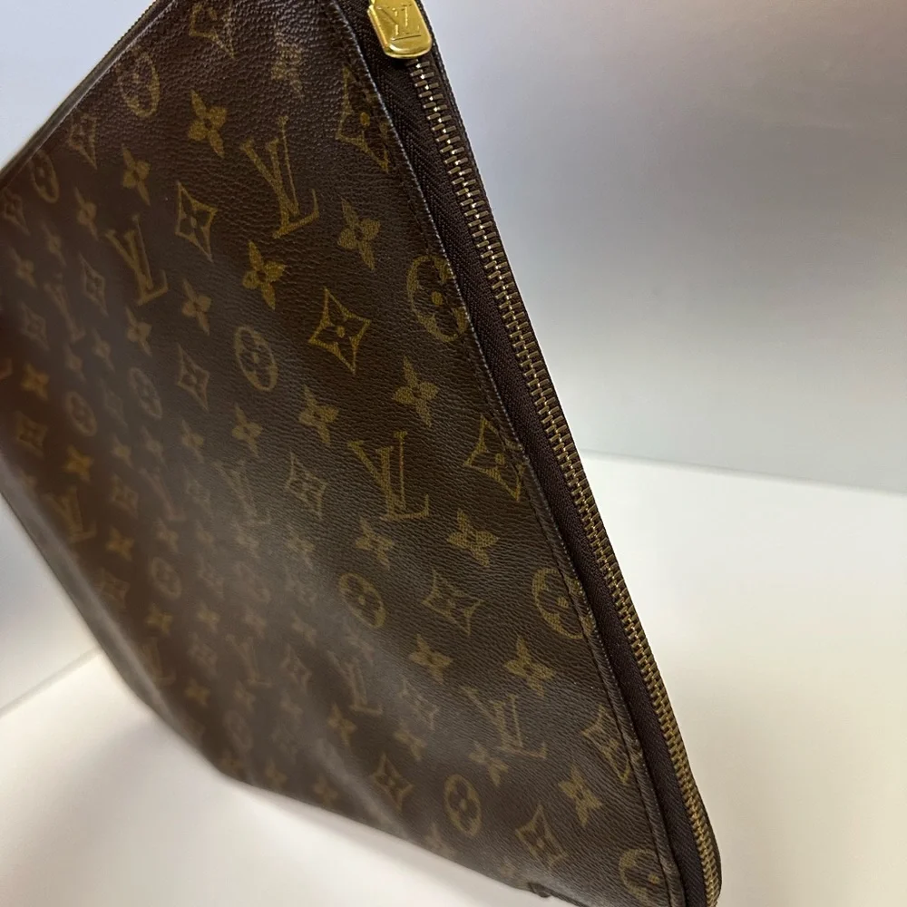 💯% Authentic LOUIS VUITTON Monogram Office Document Folio Zip Briefcase EUC